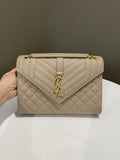 Saint Laurent Envelope Bag Beige Grained Leather
