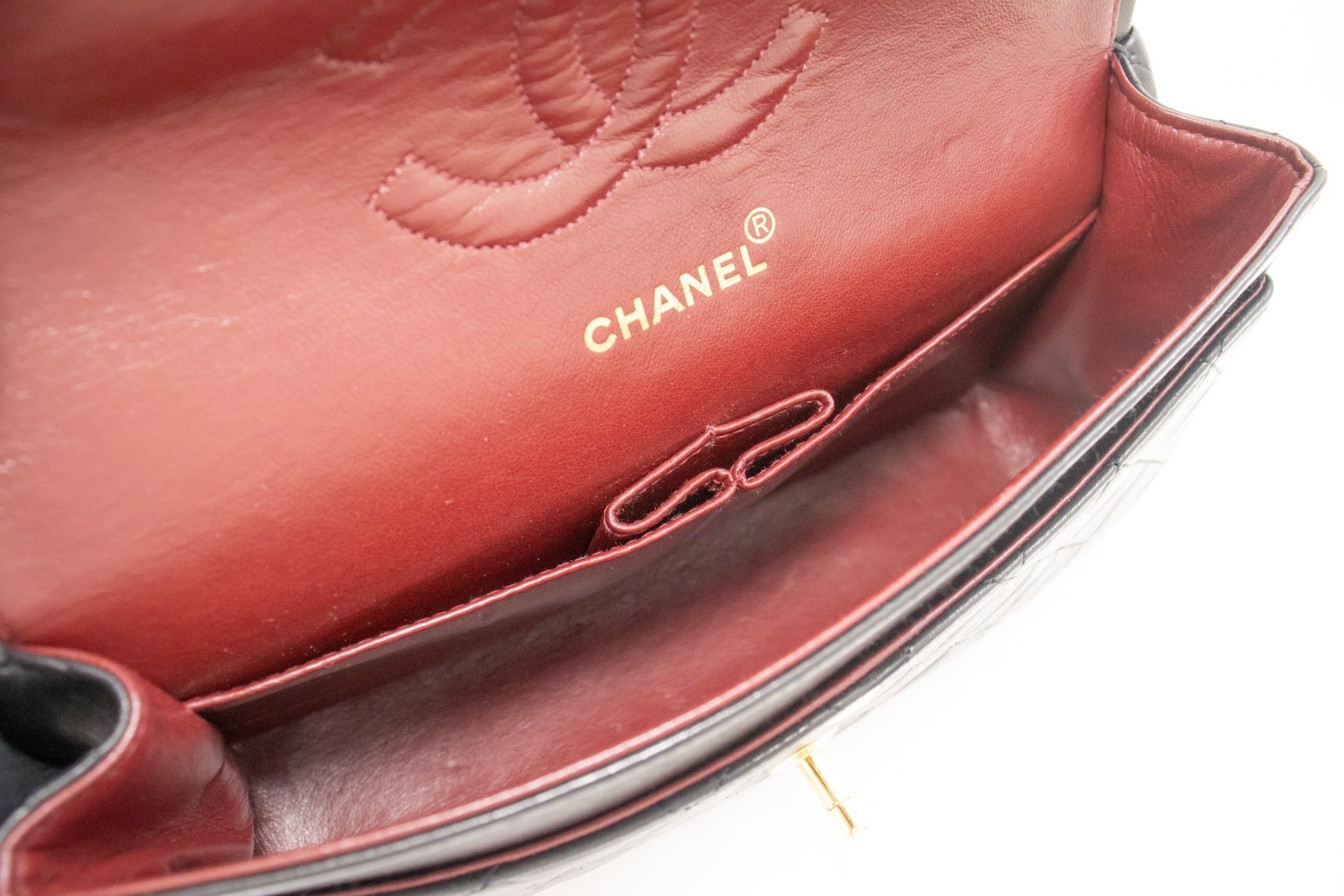 CHANEL Classic Double Flap Medium Chain Shoulder Bag Black Lamb k70