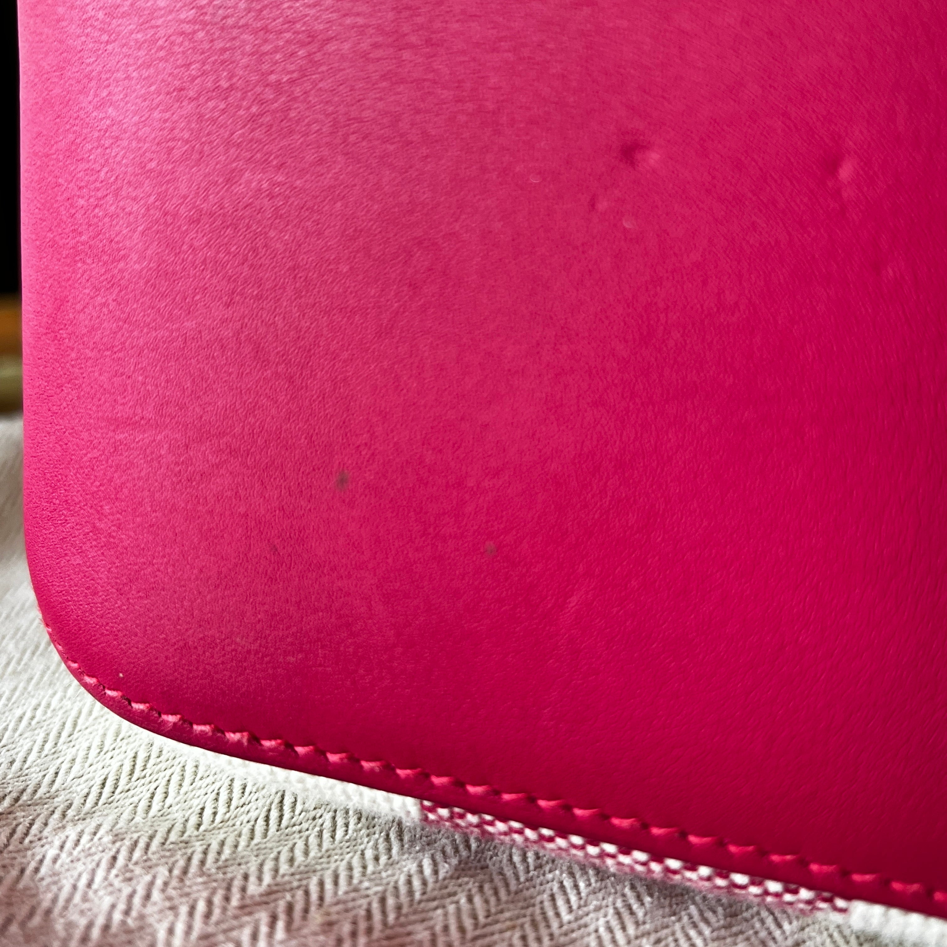 HERMES Ambie PM Framboise Toile H Veau Swift Tote