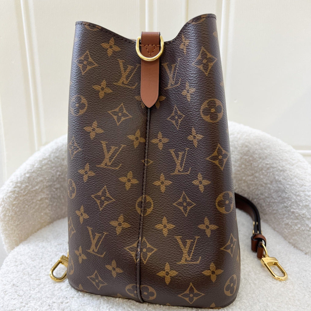 LV Neonoe MM in Monogram Canvas, Caramel Strap and GHW