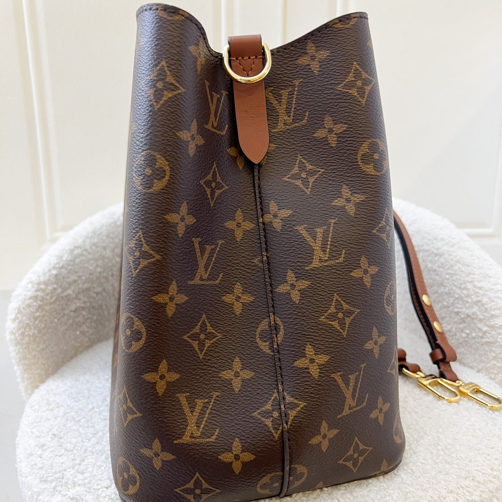 LV Neonoe MM in Monogram Canvas, Caramel Strap and GHW