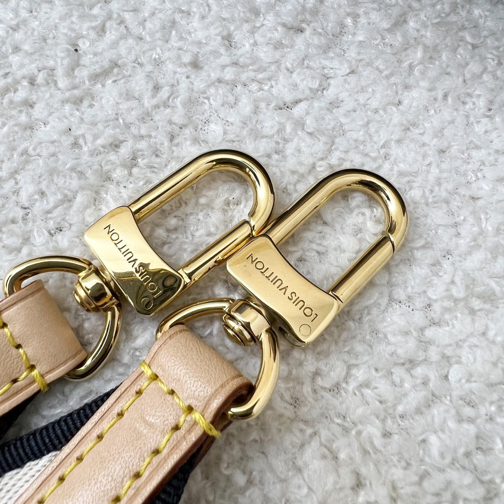 LV Speedy Bandouliere 20 in Monogram Canvas and Black Patterned Strap