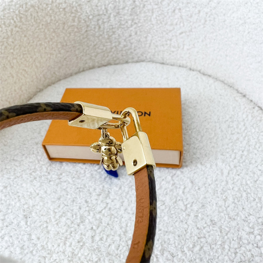 LV Vivienne Bracelet in Monogram Canvas GHW Size 17