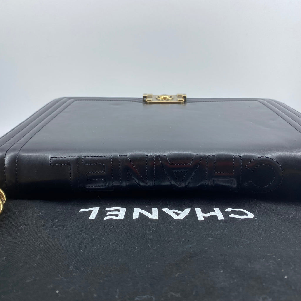 Chanel glazed leather le boy flap bag TWS