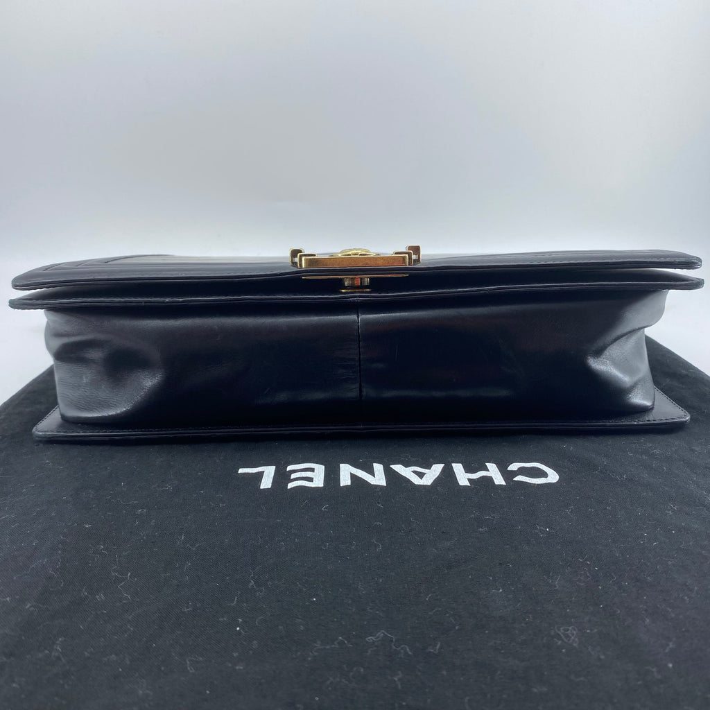 Chanel glazed leather le boy flap bag TWS