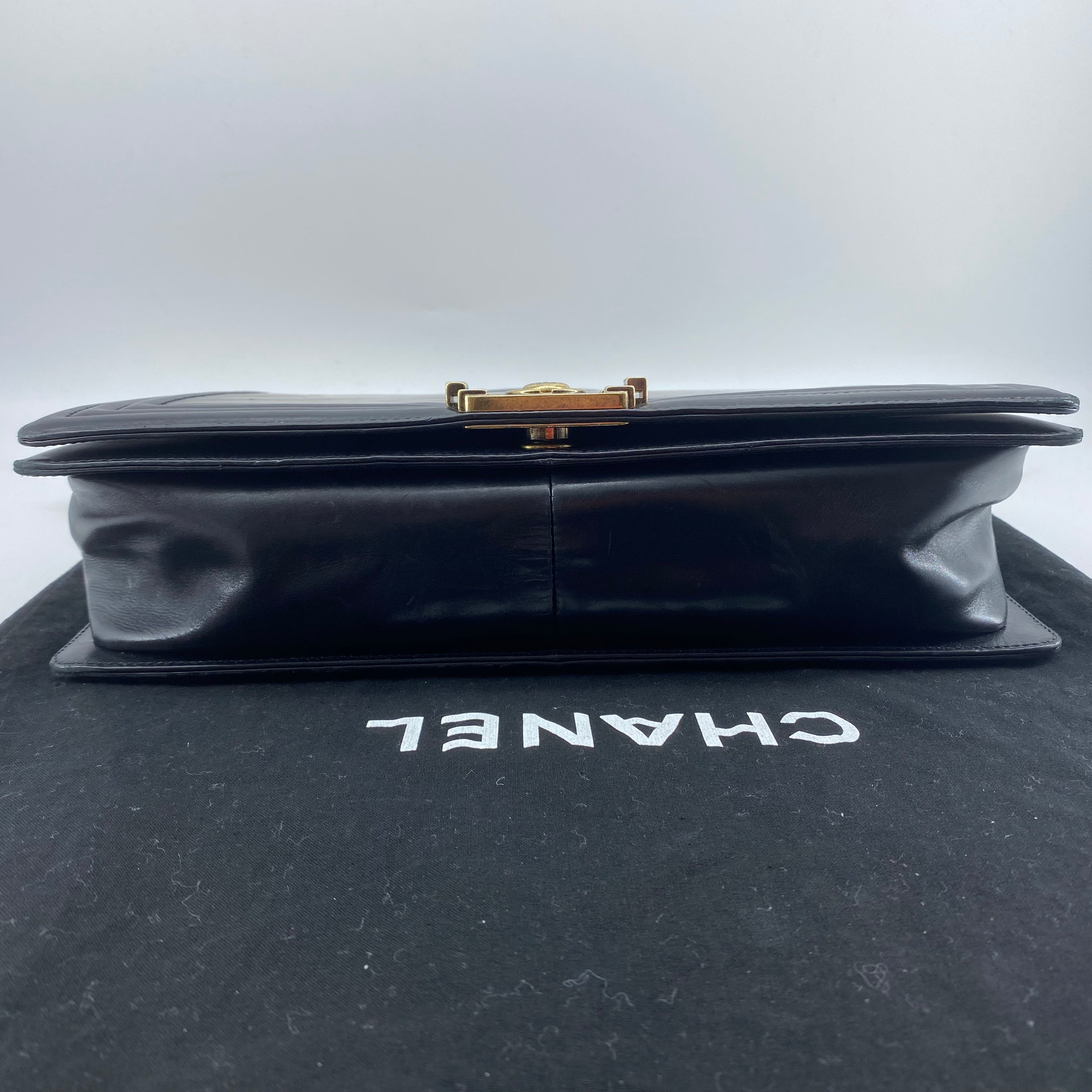 Chanel glazed leather le boy flap bag TWS