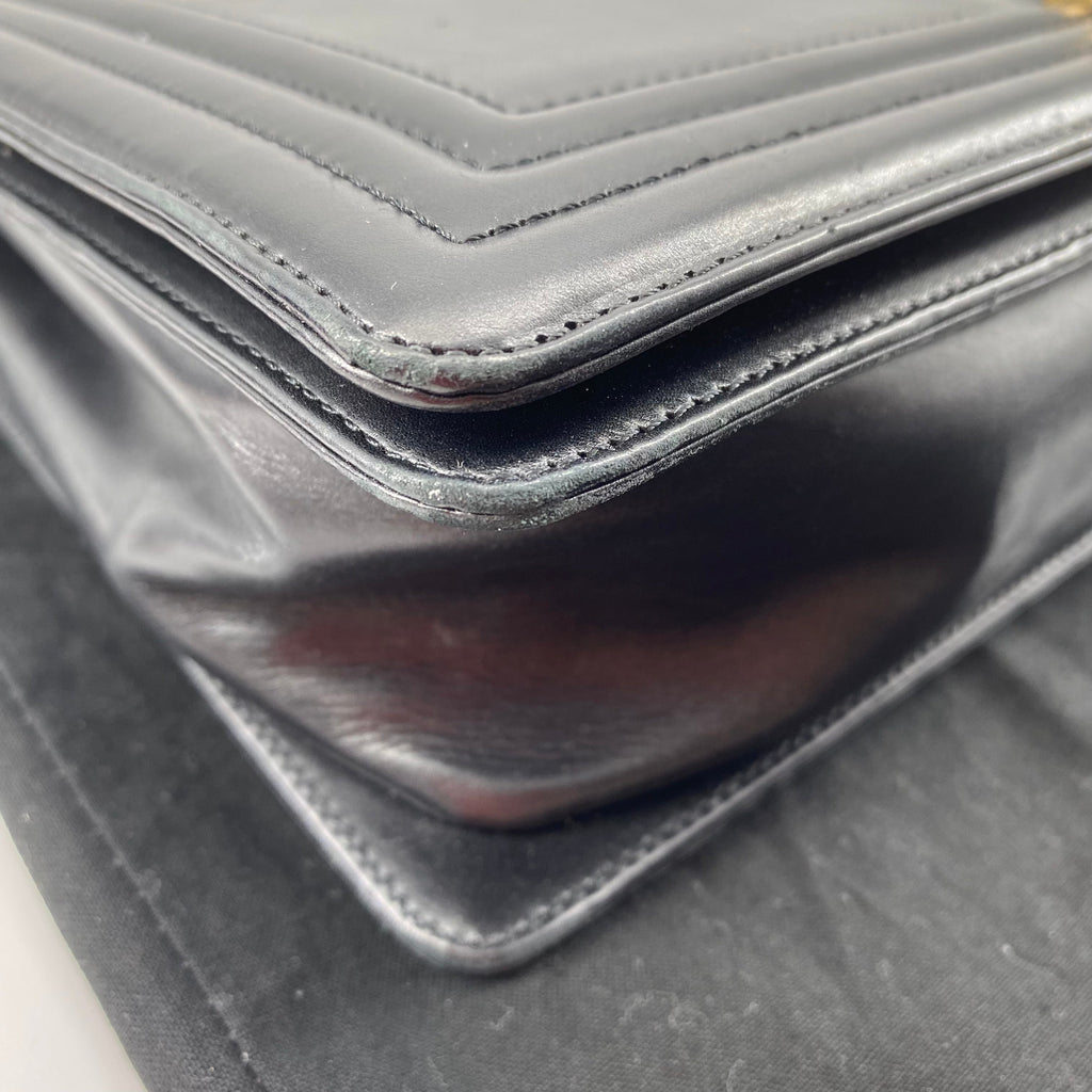 Chanel glazed leather le boy flap bag TWS