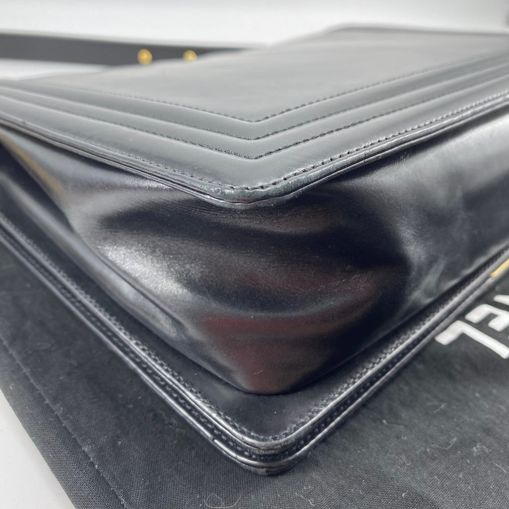 Chanel glazed leather le boy flap bag TWS