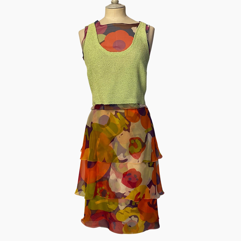 Chanel lime green floral top - XS - Spring 2000