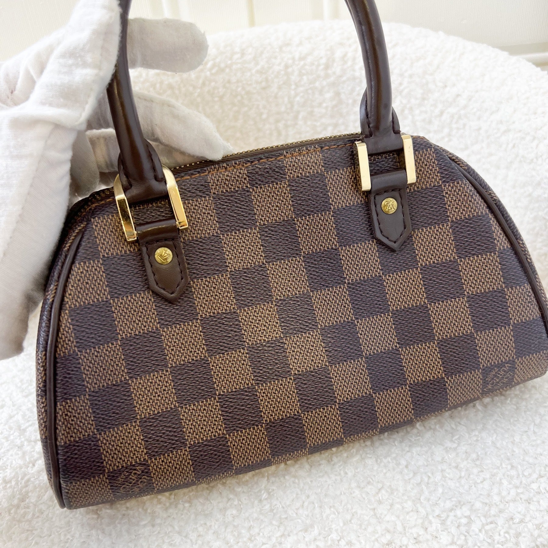 LV Mini Ribera Handbag in Damier Ebene Canvas and GHW