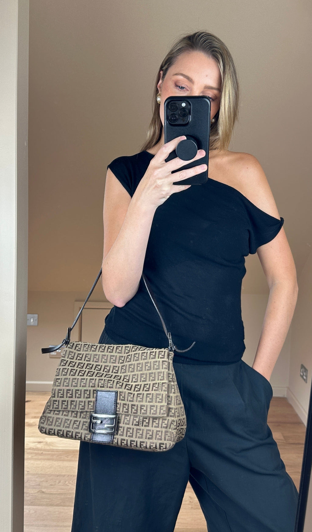 Fendi Vintage Mamma Baguette in Brown Zucchino Canvas