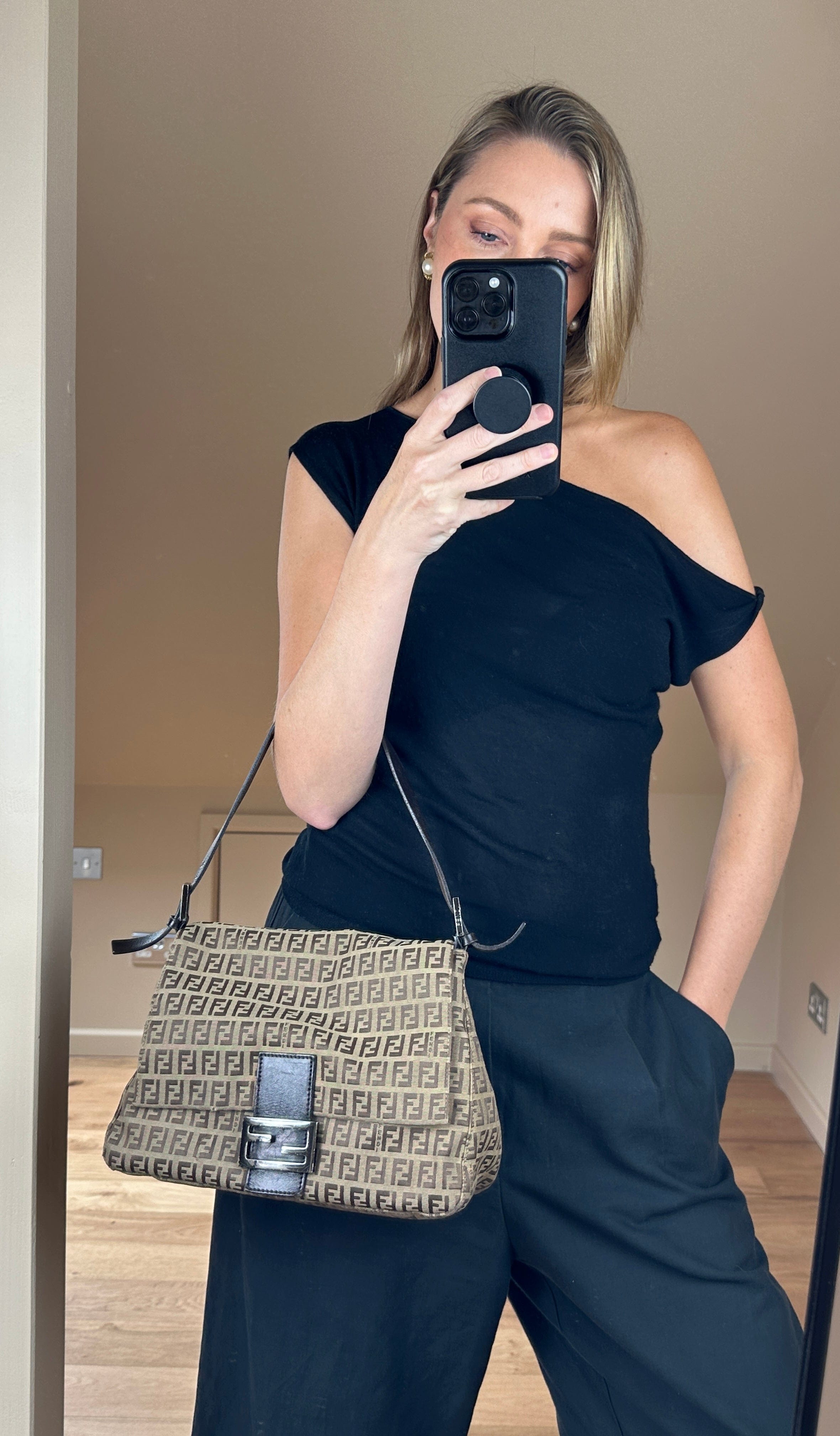 Fendi Vintage Mamma Baguette in Brown Zucchino Canvas