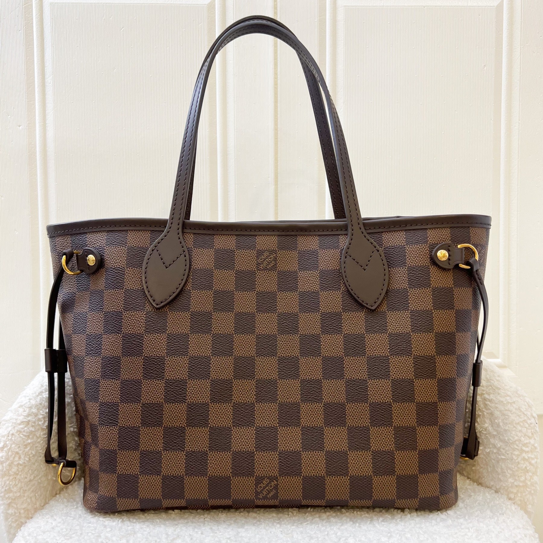LV Neverfull PM (with Pouch) in Damier Ebene Canvas and GHW