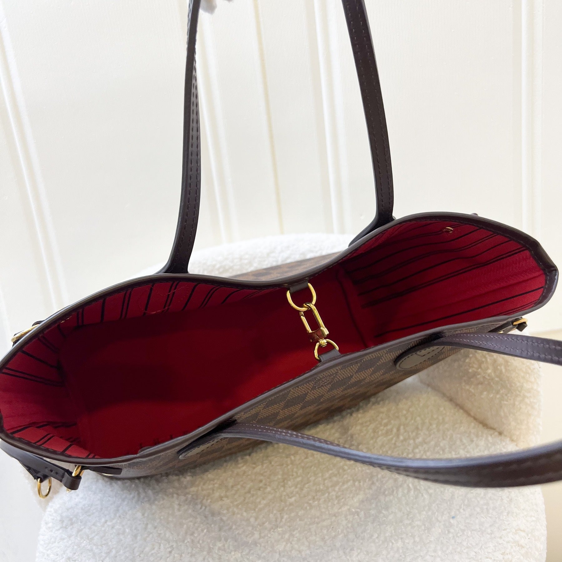 LV Neverfull PM (with Pouch) in Damier Ebene Canvas and GHW