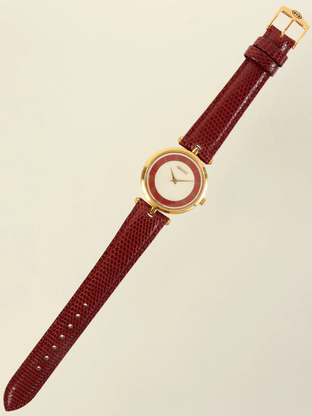 GUCCI Web Detailed Round Logo Watch Bordeaux