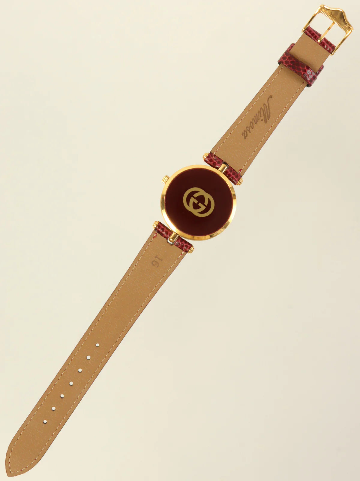 GUCCI Web Detailed Round Logo Watch Bordeaux