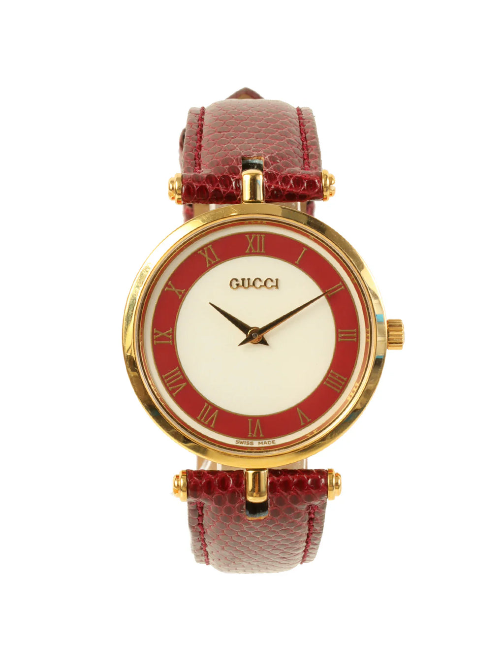 GUCCI Web Detailed Round Logo Watch Bordeaux
