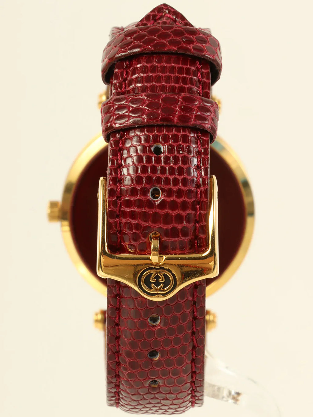 GUCCI Web Detailed Round Logo Watch Bordeaux