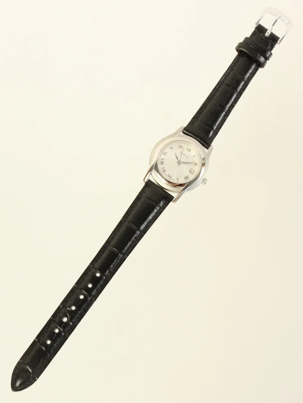 GUCCI Round Logo Face Warch Silver/Black