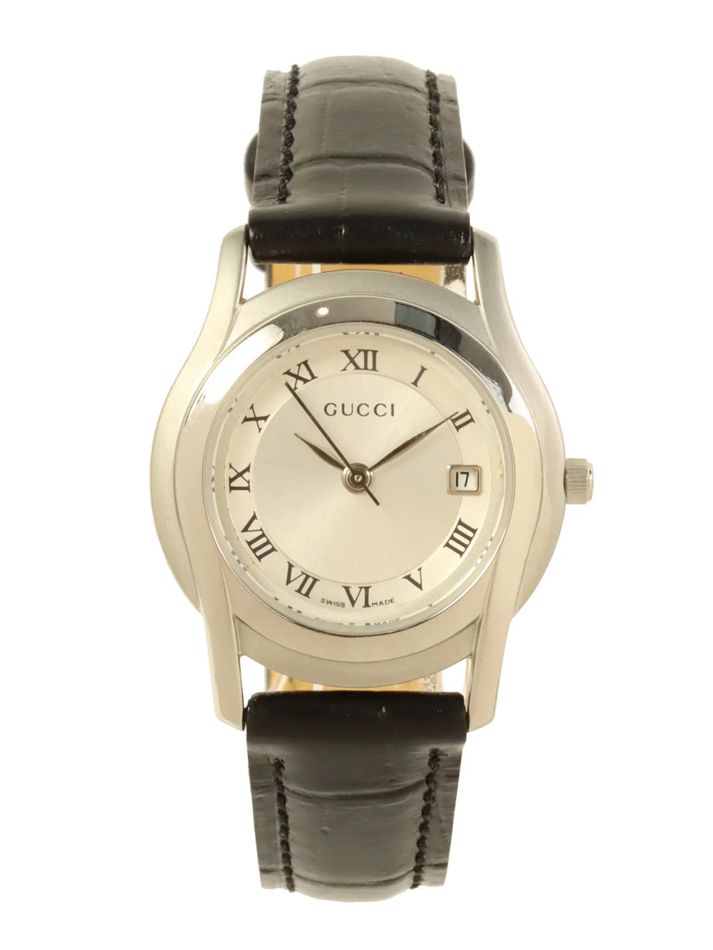 GUCCI Round Logo Face Warch Silver/Black