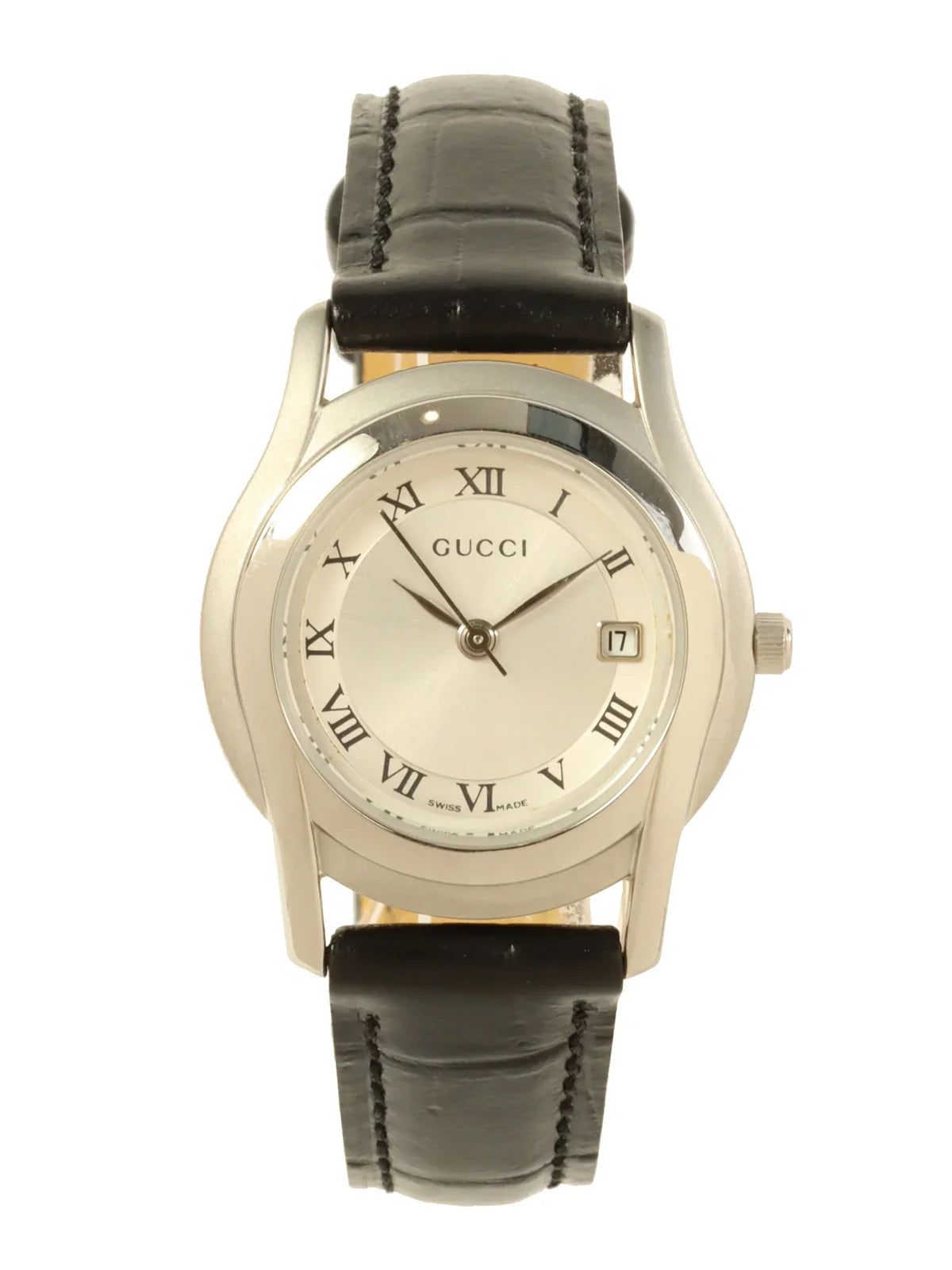 GUCCI Round Logo Face Warch Silver/Black
