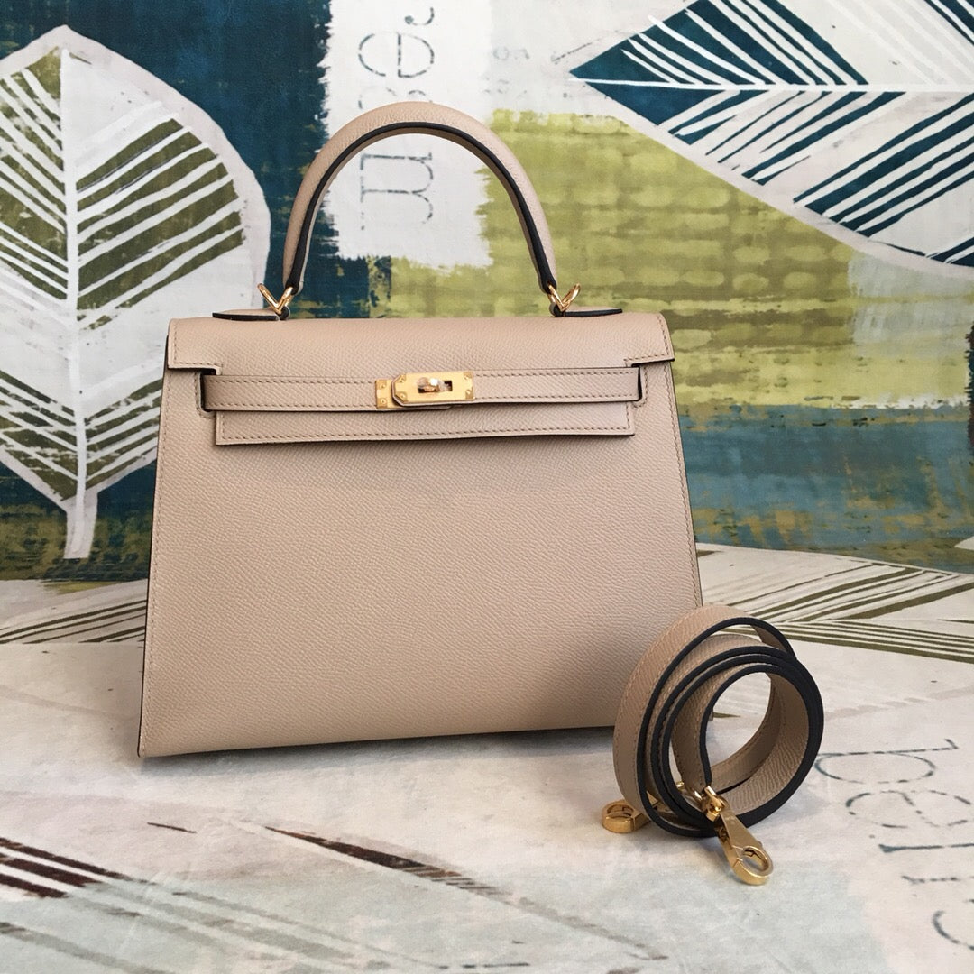GLAMI Kelly Light Gray For Women Gold Toned Hardware 10in/25cm
