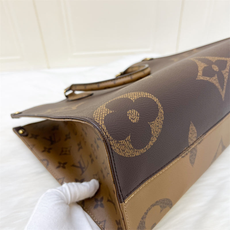 LV Onthego MM in Reverse Monogram Canvas and GHW