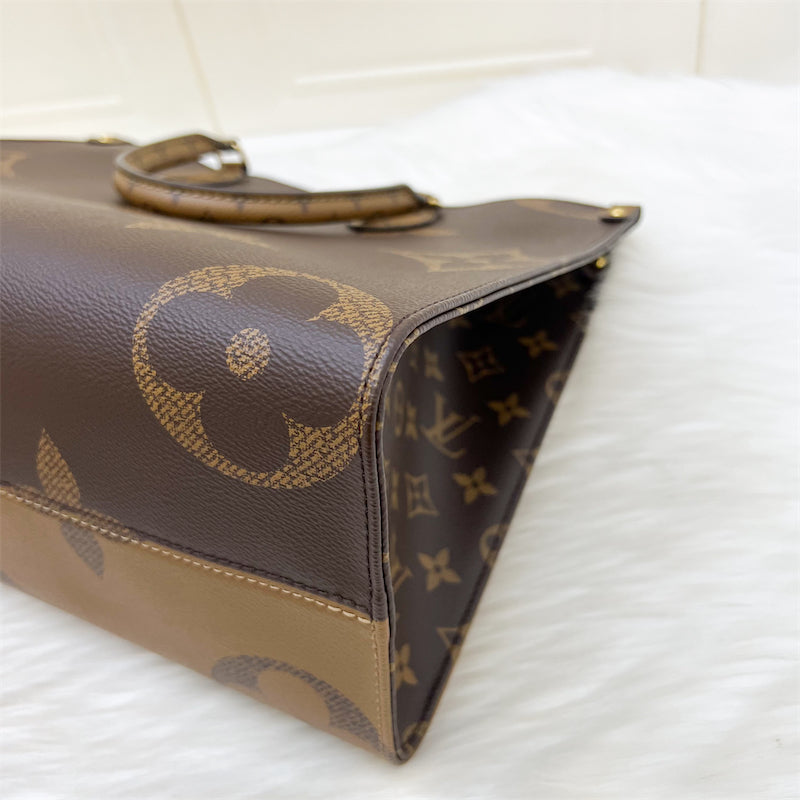 LV Onthego MM in Reverse Monogram Canvas and GHW