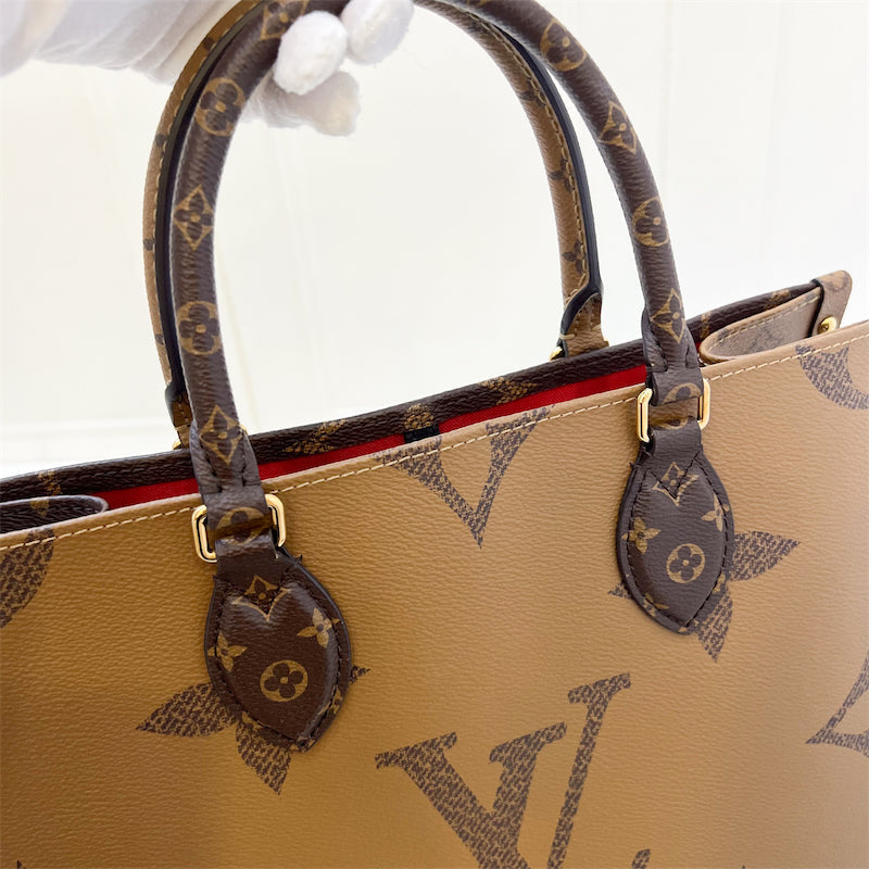 LV Onthego MM in Reverse Monogram Canvas and GHW