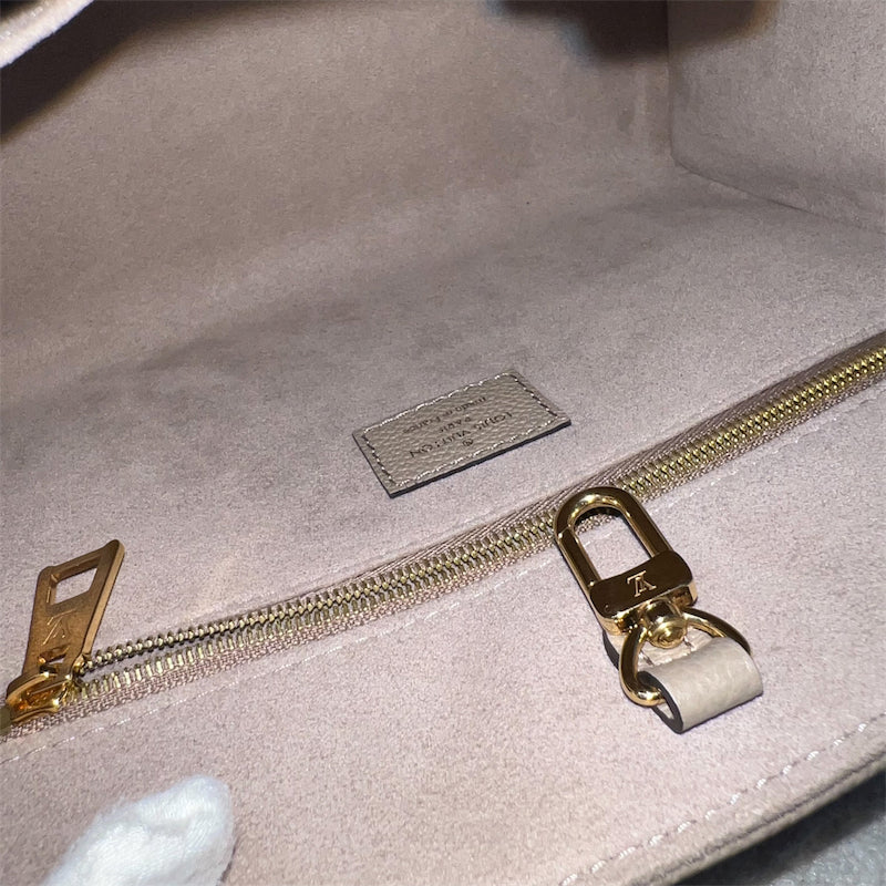 LV Onthego PM in Tourterelle (Grey) / Creme Giant Monogram Empreinte Leather and GHW