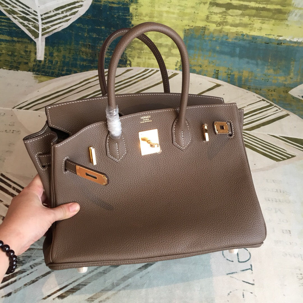 GLAMI Birkin Brown For Women Gold Toned Hardware 11in/30cm