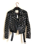 MAJE Star Studded Leather Jacket Black - Size FR 38 / T1