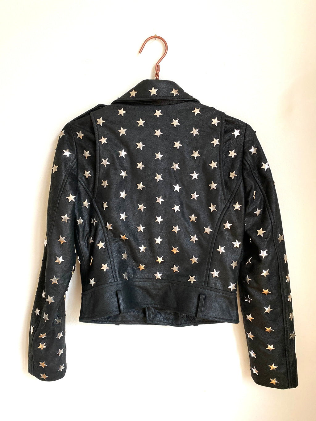 MAJE Star Studded Leather Jacket Black - Size FR 38 / T1