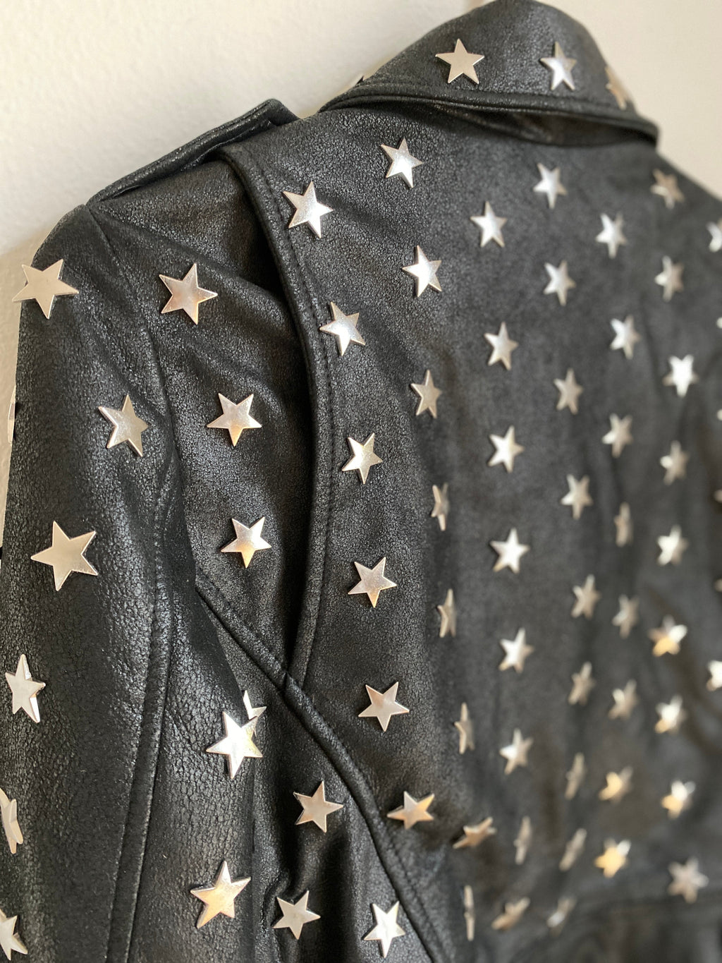 MAJE Star Studded Leather Jacket Black - Size FR 38 / T1