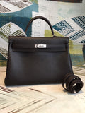 HM Kelly Retourne Black Togo Palladium Hardware For Women 11.2 inches/ 28 cm