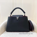 LV Capucines BB Bag in Navy Taurillon Leather Fuchsia Interior and SHW