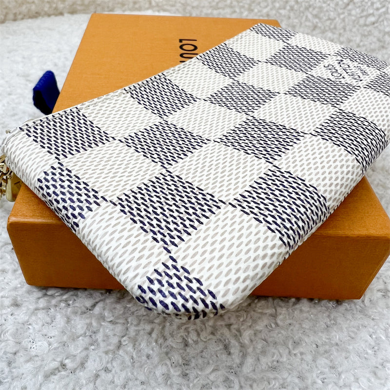 LV Key Cles Pouch in Damier Azur Canvas in GHW