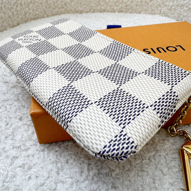 LV Key Cles Pouch in Damier Azur Canvas in GHW