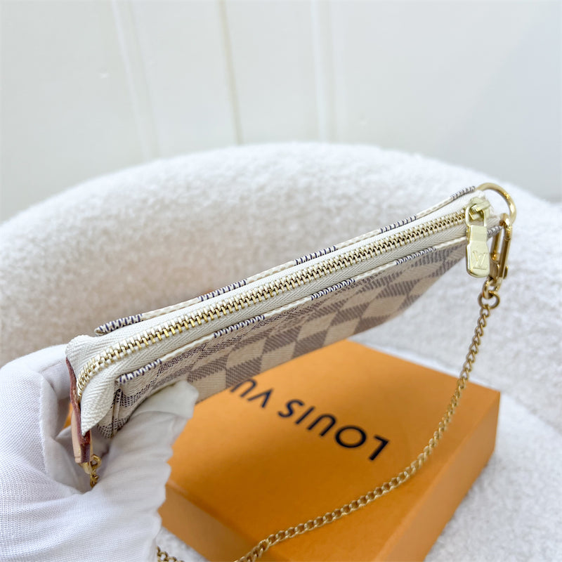 LV Mini Pochette Accessoires in Damier Azur Canvas in GHW