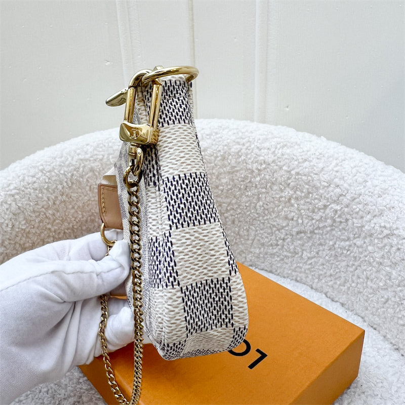 LV Mini Pochette Accessoires in Damier Azur Canvas in GHW