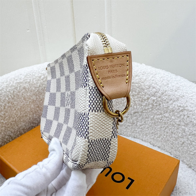 LV Mini Pochette Accessoires in Damier Azur Canvas in GHW