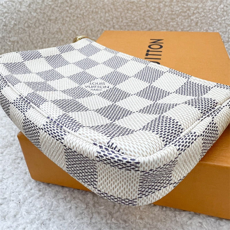 LV Mini Pochette Accessoires in Damier Azur Canvas in GHW