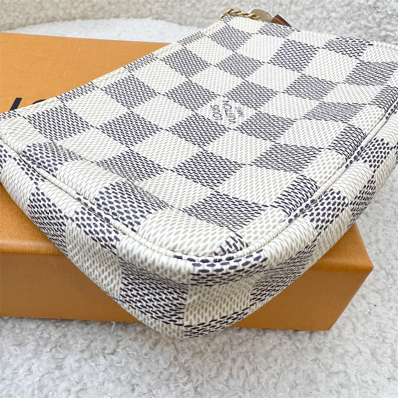 LV Mini Pochette Accessoires in Damier Azur Canvas in GHW