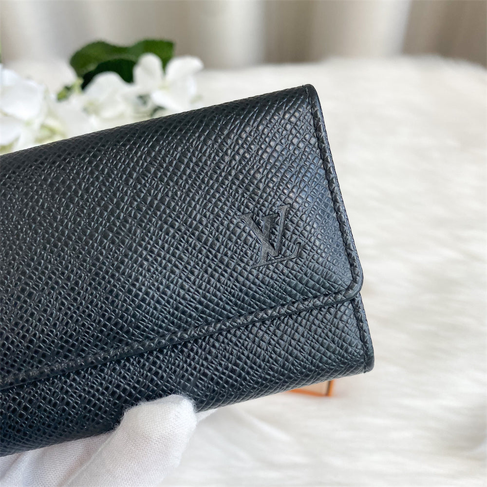 LV Key Holder in Black Taiga Leather SHW