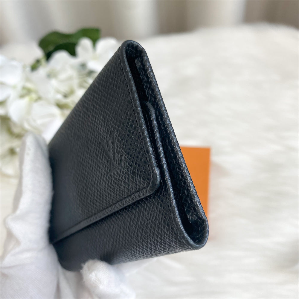 LV Key Holder in Black Taiga Leather SHW