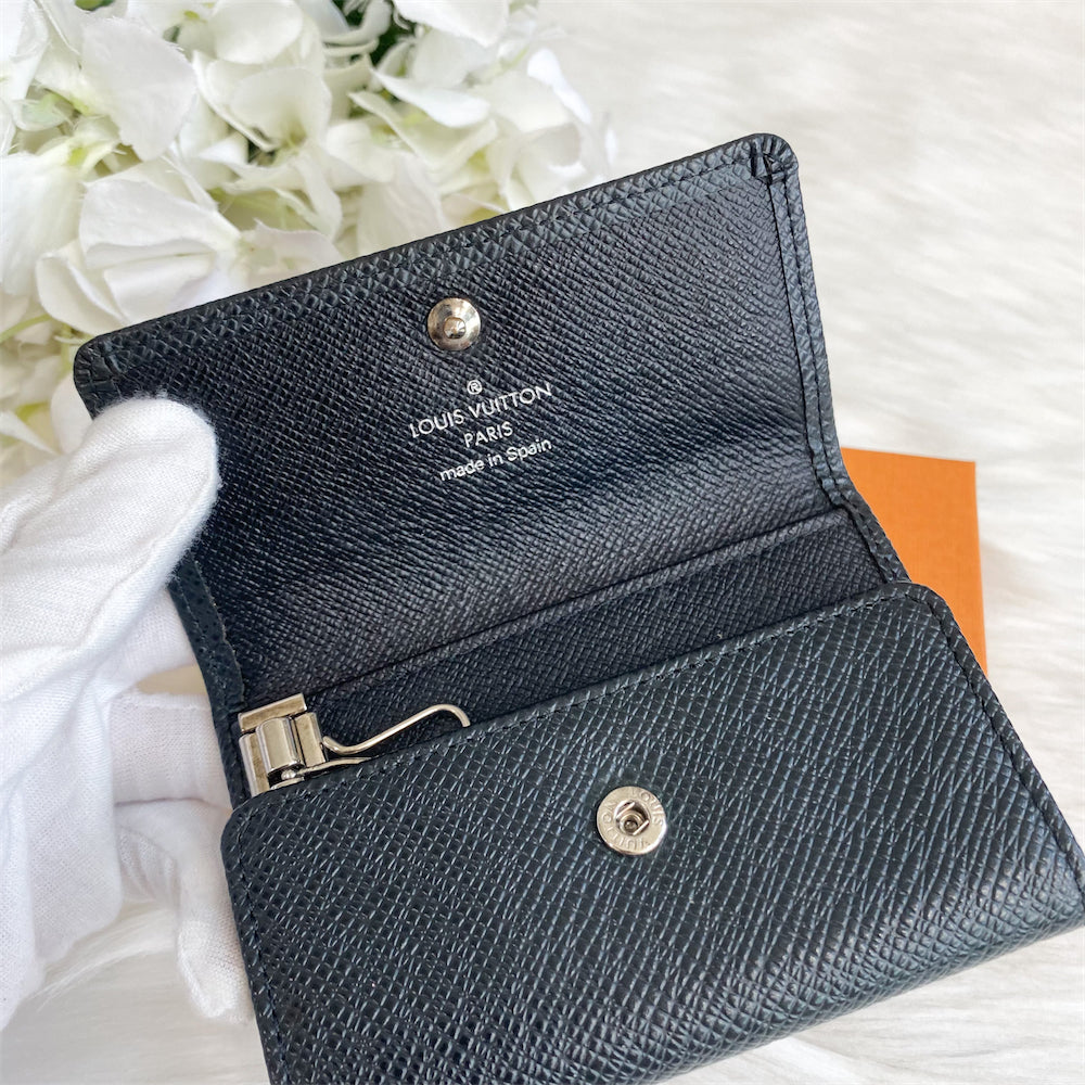 LV Key Holder in Black Taiga Leather SHW