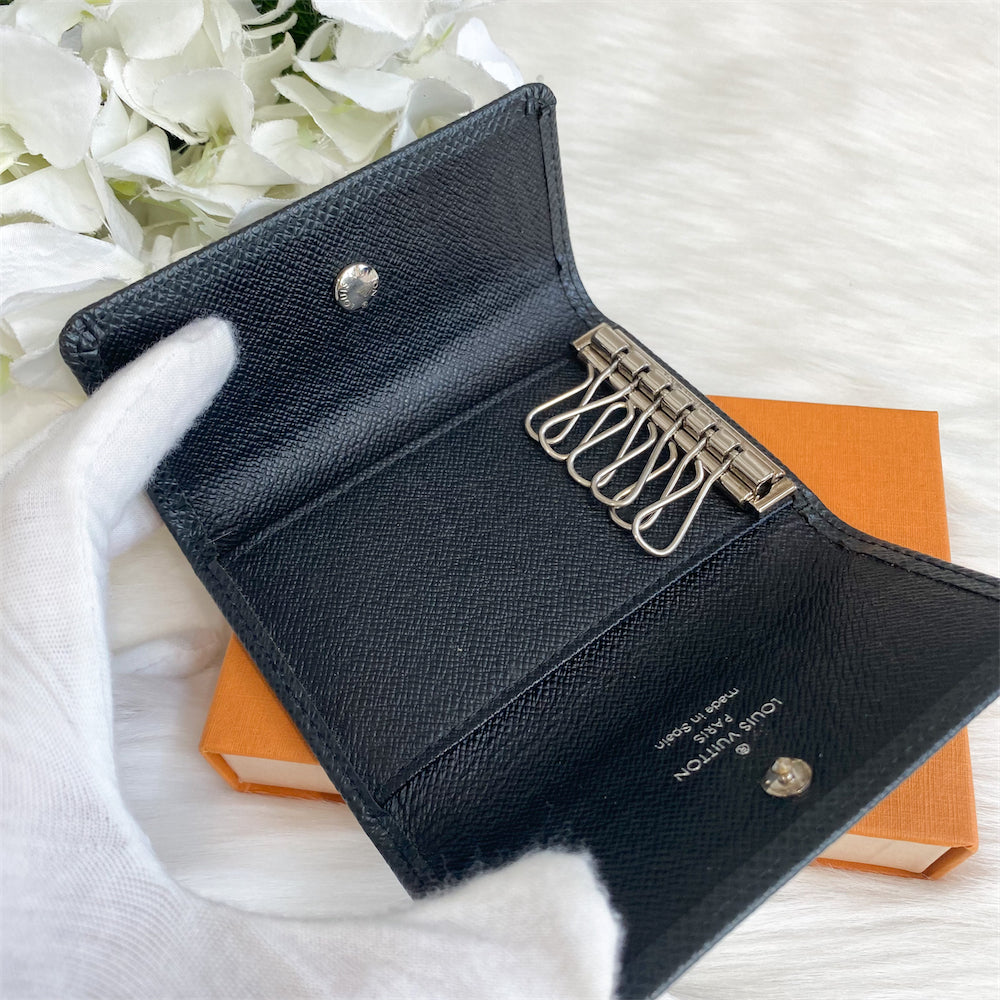 LV Key Holder in Black Taiga Leather SHW