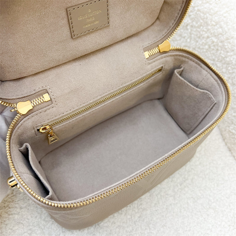 LV Vanity PM in Tourterelle Grey Giant Monogram Empreinte Leather GHW