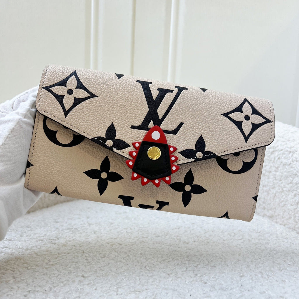 LV Crafty Sarah Long Wallet in Creme / Noir Empreinte Leather and GHW