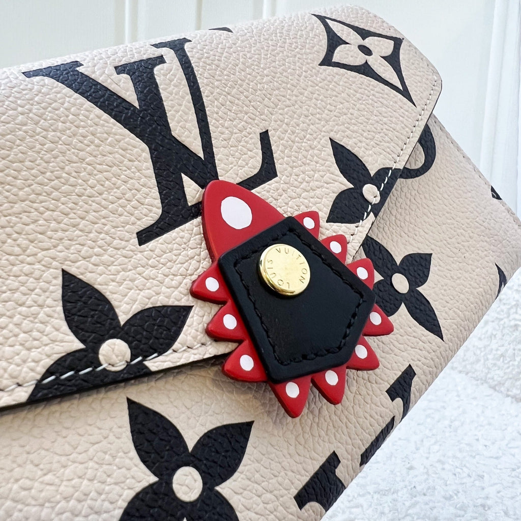 LV Crafty Sarah Long Wallet in Creme / Noir Empreinte Leather and GHW